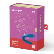 SATISFYER párvibrátor Double Whale - kék színben, vízálló, akkumulátoros