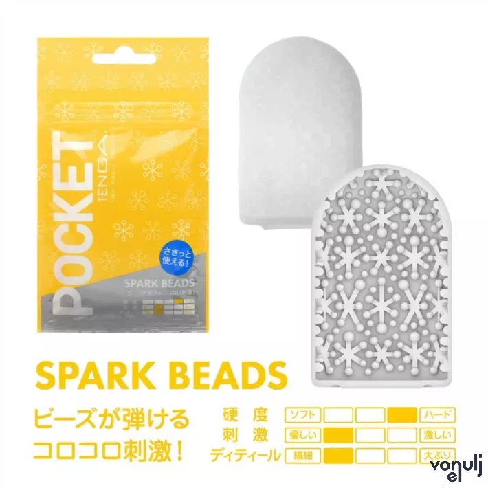 TENGA maszturbátor Pocket Spark Beads - kompakt kivitel, egyszer használatos