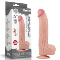 LOVETOY élethű dildó 12'' King Sized Sliding Skin Dual Layer Dong - extra nagy méretű, herékkel, kétrétegű, letapasztható, vízálló, TPE (31 cm)