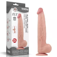 LOVETOY élethű dildó 13,5'' King Sized Sliding Skin Dual Layer Dong - extra nagy méretű, herékkel, kétrétegű, letapasztható, vízálló, TPE (34 cm)