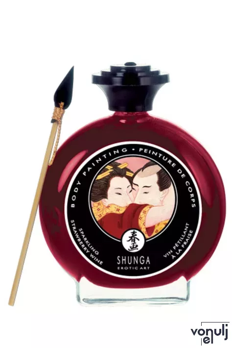 SHUNGA testfesték Champagne & Strawberry Bodypaint 100ml - pezsgő és eper ízű