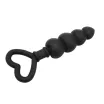 CHISA NOVELTIES análbot Beaded Luv Probe - fekete színben, fogógyűrűvel, rugalmas, vízálló, szilikon, (15,6 cm)