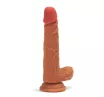 X-MEN élethű dildó 7.6" Double Layer Dildo - Közepes méretű, herékkel, letapasztható, világosbarna, szilikon (19 cm)