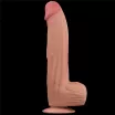 LOVETOY élethű dildó 14'' King Sized Sliding Skin Dual Layer Dong - extra nagy méretű, herékkel, kétrétegű, letapasztható, vízálló, TPE (36 cm)