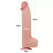 LOVETOY élethű dildó 14'' King Sized Sliding Skin Dual Layer Dong - extra nagy méretű, herékkel, kétrétegű, letapasztható, vízálló, TPE (36 cm)