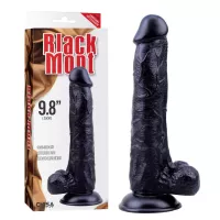 CHISA NOVELTIES élethű dildó Black Veined Dong - extra nagy méretű, herékkel, letapasztható, fekete, szilikon ( 25 cm )