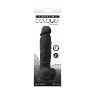 NS NOVELTIES élethű vibrátor Colours Pleasures Vibrating  5" Dildo Black - vízálló, tapadókoronggal, akkumulátoros, fekete, szilikon (13cm)