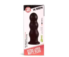 X-MEN fenékdugó 10 inch Butt Plug Black - fekete színben, gömbös stimuláló felszínnel, letapasztható, PVC, 25 cm