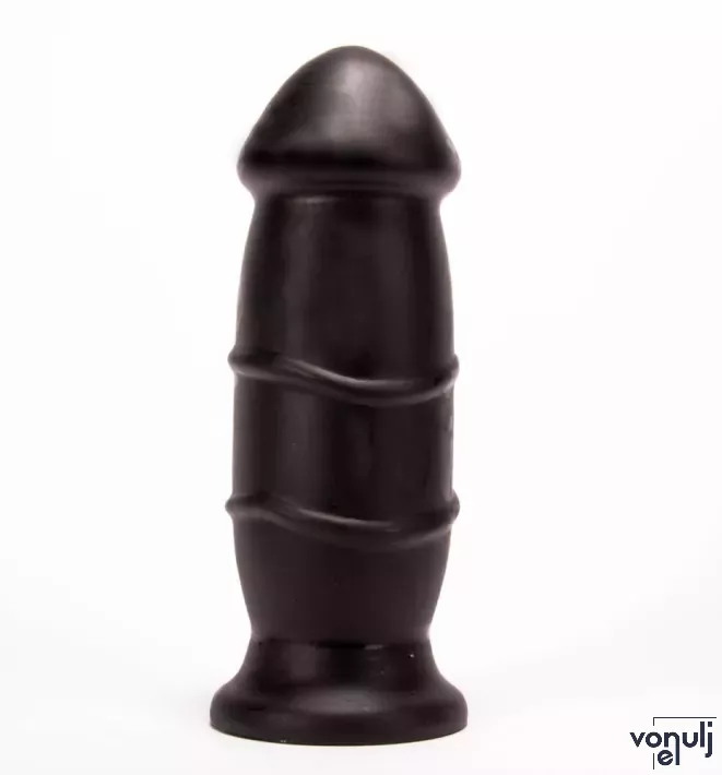 X-MEN fenékdugó 10 inch Butt Plug Black - fekete színben, körkörös stimuláló felszínű, letapasztható, PVC, 25 cm