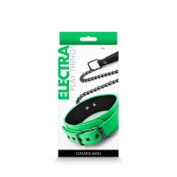 NS NOVELTIES nyakpánt és póráz Electra Collar and Leash Green - zöld-fekete színben