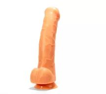 X-MEN hajlított dildó Realistic Dildo 10 inch Flesh - realisztikus, testszínű, herékkel, letapasztható, vízálló, PVC ( 25 cm )