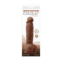 NS NOVELTIES élethű vibrátor Colours Pleasures Vibrating  5" Dildo Brown - vízálló, tapadókoronggal, akkumulátoros, világos barna, szilikon (13cm)