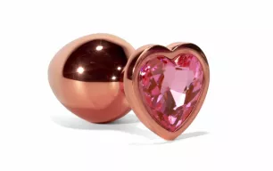 X-MEN fenékdugó Secret Shine Metal Butt Plug Rose Gold Heart L - rózsaarany színben, rózsaszín kővel, L-méretben, vízálló, fém (9.5 cm)