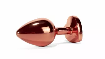 X-MEN fenékdugó Secret Shine Metal Butt Plug Rose Gold Heart L - rózsaarany színben, rózsaszín kővel, L-méretben, vízálló, fém (9.5 cm)