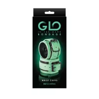 NS NOVELTIES bilincs Glo Bondage Wrist Cuff Green - fekete-fehér színben, sötétben zölden világító, csuklóra helyezhető