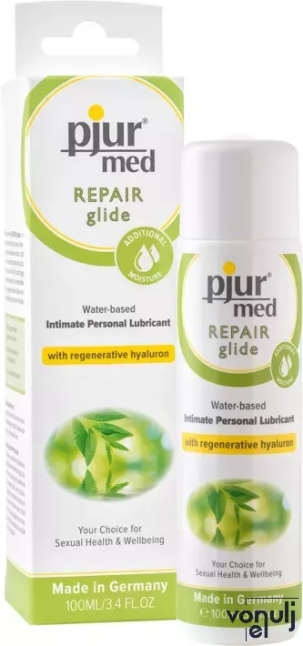 PJUR intim síkosító Med Repair Glide Bottle 100 ml - vízbázisú,hialuronnal,regeneráló,hosszantartó,szín- és illatmentes,óvszerhez és segédeszközhöz is