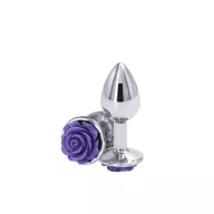 NS NOVELTIES fenékdugó Rear Assets Rose Small Purple - ezüst színben, lila rózsával, S-méretben, vízálló, fém (7.6 cm)
