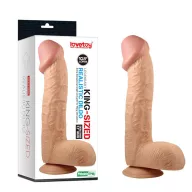 LOVETOY hajlított dildó 10.5" Legendary King-Sized  Realistic Dildo - realisztikus, testszínű, herékkel, letapasztható, vízálló, PVC ( 26 cm )