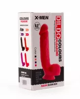 X-MEN élethű dildó 8.5" Colours Pleasure Black 3 - Közepes méretű, herékkel, letapasztható, sötétbarna, szilikon (22 cm)