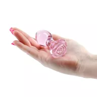 NS NOVELTIES fenékdugó Crystal Rose Pink - üveg, rózsaszín színben, rózsa alakú talppal, vízálló (8.9 cm)