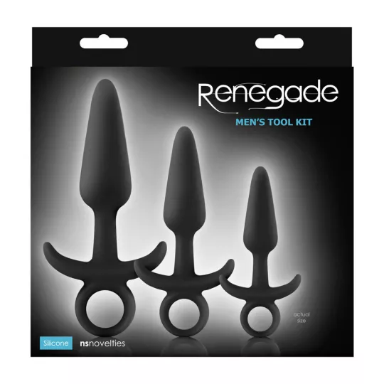 RENEGADE análszett Men's Tool Kit Black - fekete színben, 3 különböző fenékdugó, vízálló, szilikon