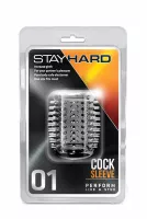 BLUSH péniszmandzsetta Stay Hard Cock Sleeve 01 Clear - áttetsző, tüskés stimuláló felszín, vízálló, (5 cm)