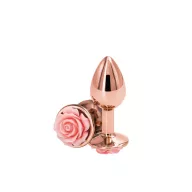 NS NOVELTIES fenékdugó Rear Assets Rose Small Pink - rózsaarany színben, rózsaszín rózsával, S-méretben, vízálló, fém (7.6 cm)