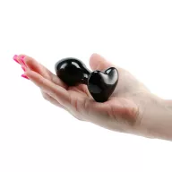 NS NOVELTIES fenékdugó Crystal Heart Black - üveg, fekete színben, szív alakú talppal, vízálló (8.9 cm)