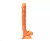 X-MEN élethű dildó Larry's 15" Cock Flesh - Nagy méretű, herékkel, letapasztható, vízálló, testszínű, PVC (38 cm)