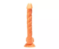 X-MEN élethű dildó Larry's 15" Cock Flesh - Nagy méretű, herékkel, letapasztható, vízálló, testszínű, PVC (38 cm)