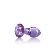 NS NOVELTIES fenékdugó Crystal Gem Purple - üveg, lila színben, drágakő alakú talppal, vízálló (8.9 cm)