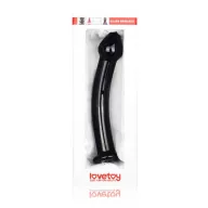 LOVETOY nonfiguratív dildó Glass Romance Black 2 - üveg, fekete színben, hajlított, vízálló, 16 cm