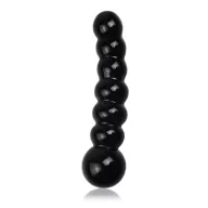 LOVETOY nonfiguratív dildó Glass Romance Black 3 - üveg, fekete színben, bordázott, hajlított, vízálló, 17 cm