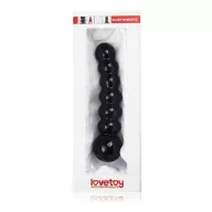 LOVETOY nonfiguratív dildó Glass Romance Black 3 - üveg, fekete színben, bordázott, hajlított, vízálló, 17 cm