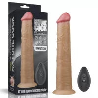 LOVETOY élethű vibrátor 10'' Dual Layered Platinum Silicone Rotator - vízálló, letapasztható, távirányítóval, akkumulátoros, szilikon (25 cm)