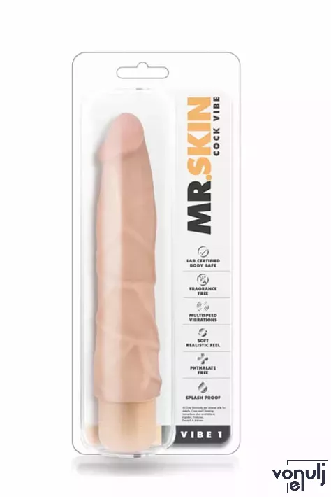 BLUSH élethű vibrátor Mr. Skin Cock Vibe 1 - realisztikus, vízálló, elemes, PVC (23 cm)