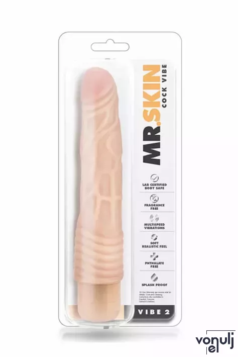 BLUSH élethű vibrátor Mr. Skin Cock Vibe 2 - realisztikus, vízálló, elemes, PVC (23 cm)