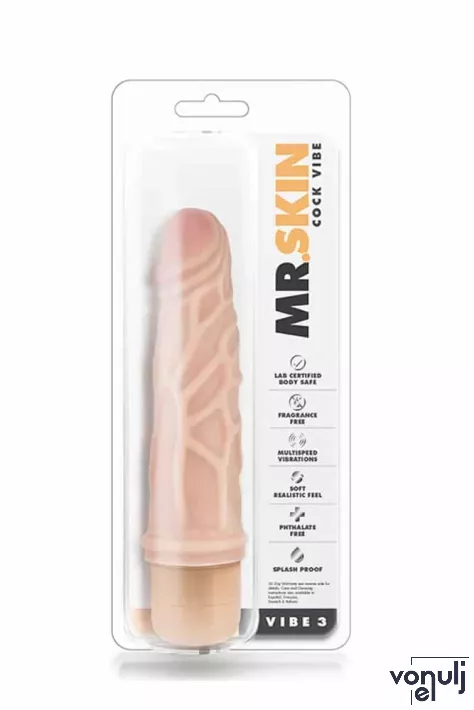 BLUSH élethű vibrátor Mr. Skin Cock Vibe 3 - realisztikus, vízálló, elemes, PVC (18 cm)