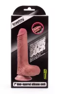 LOVETOY élethű dildó - 7" NATURE COCK - közepes méretű, herékkel, kétrétegű, letapasztható, szilikon(18 cm)