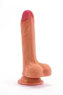 LOVETOY élethű dildó - 7" NATURE COCK - közepes méretű, herékkel, kétrétegű, letapasztható, szilikon(18 cm)