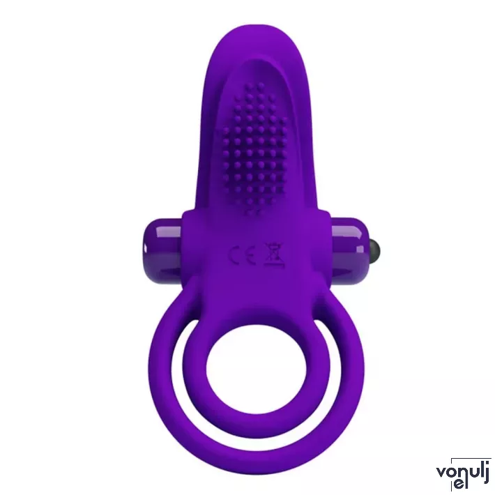 PRETTY LOVE péniszgyűrű Vibrant Penis Ring Purple - lila színben, vibrációs funkcióval csiklóizgatóval, vízálló, elemes