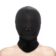 NS NOVELTIES BDSM maszk Fetish&Fashion Zippered Mouth Hood - fekete színben, légzőnyílással, szájnál cipzáros, BDSM szex kelléke