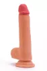 LOVETOY élethű dildó 8" NATURE COCK - közepes méretű, herékkel, kétrétegű, letapasztható, szilikon (20 cm)