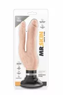 BLUSH élethű vibrátor Mr. Skin Double Vibe Cock Beige - realisztikus, kétágú, vízálló, tapadókoronggal, elemes, PVC