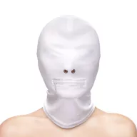 NS NOVELTIES BDSM maszk Fetish&Fashion Zippered Mouth Hood - fehér színben, légzőnyílással, szájnál cipzáros, BDSM szex kelléke