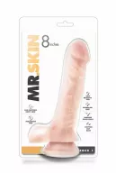 MR. SKIN élethű dildó 8" COCK 1 - közepes méretű, rugalmas, strap-on, herékkel, letapasztható, PVC, (20 cm)