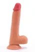 LOVETOY élethű dildó 8" NATURE COCK - közepes méretű, herékkel, kétrétegű, letapasztható, szilikon (20 cm)