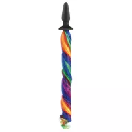 NS NOVELTIES fenékdugó Unicorn Tails Rainbow - szivárvány és fekete színben, unicornis farokkal, 10,5 cm fenékdugóval, vízálló, szlikon