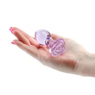 NS NOVELTIES fenékdugó Crystal Rose Purple - üveg, lila színben, rózsa alakú talppal, vízálló (8.9 cm)