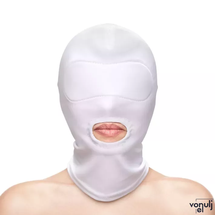 NS NOVELTIES BDSM maszk Fetish&Fashion Mouth Hood - fehér színben, szájnál nyitott szopóálarc, BDSM szex kelléke